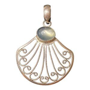 Sterling Silver & Moonstone Shell Pendant